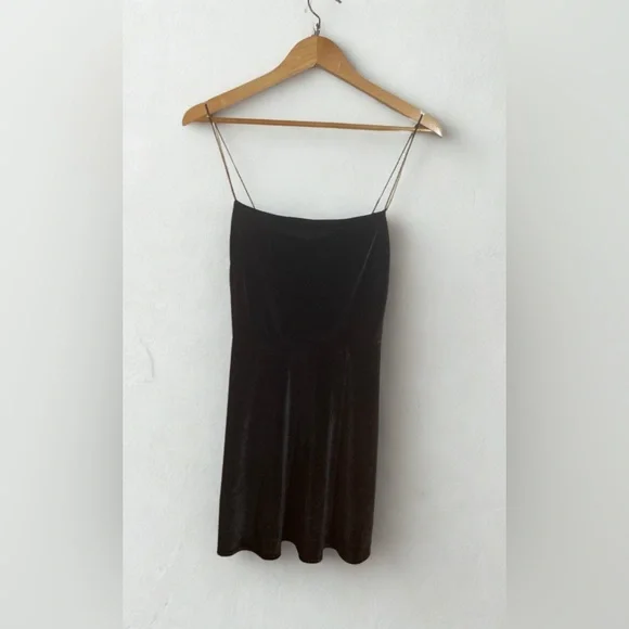 Urban Outfitters Black Noir Velvet Slip Minidress - Picture 4 of 6